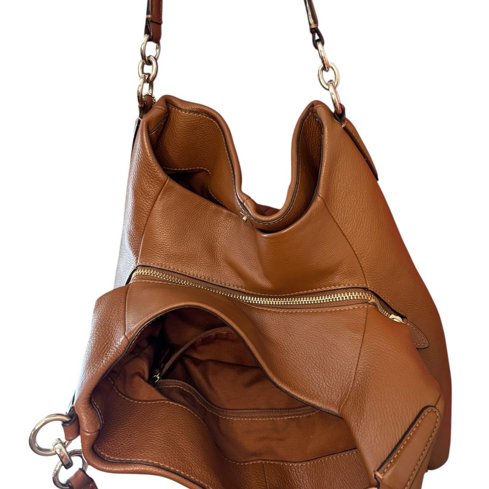 Coach Lexy Shoulder Bag Pebbled Leather Saddle Gold Chain - Picture 7 of 8